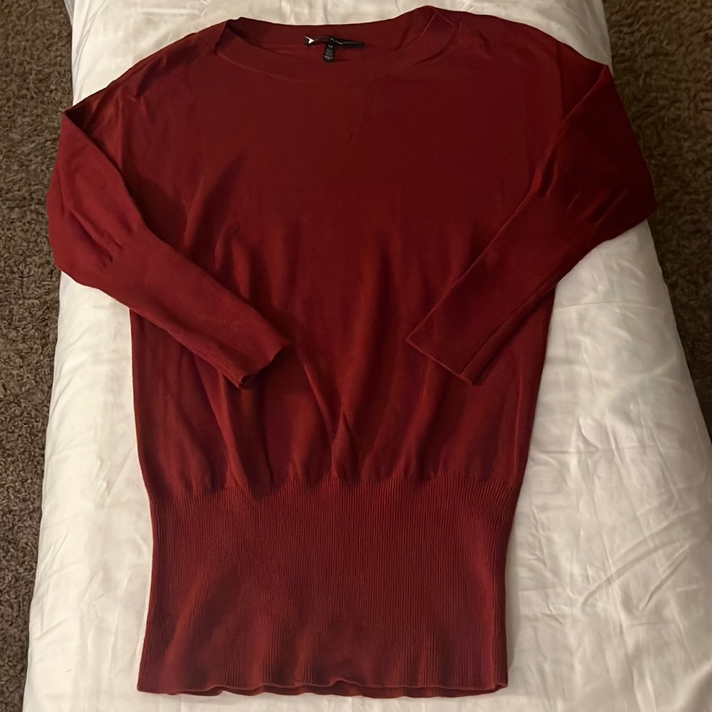 White House Black Market XS Red Cashmere Blend Boat Neck Sweater Beautiful